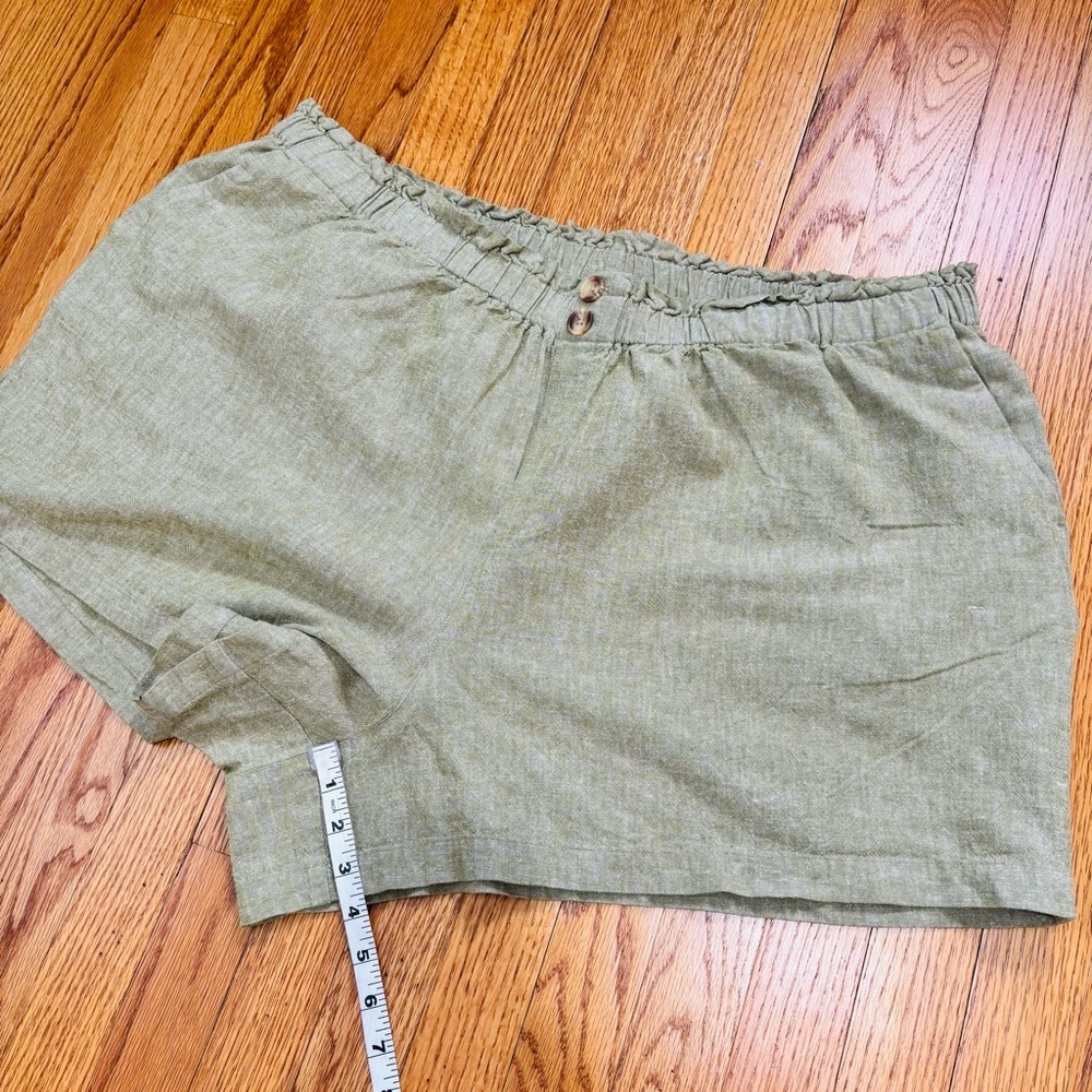 Ava & Viv Plus Size 3X Green Linen Rayon High Rise Pull On Beach Bermuda Shorts - Picture 15 of 16